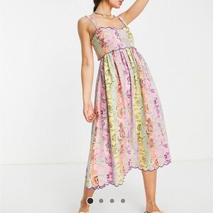 ASOS sold out scalloped edge cut-out back midi sundress in mixed paisley floral